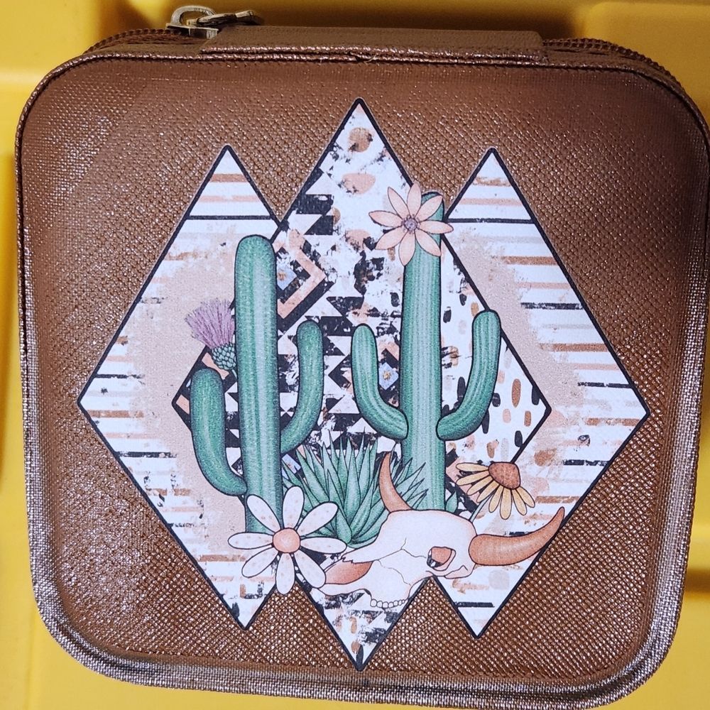 Leather Jewelry Box Organizer With Zipper - Picture 2 of 2